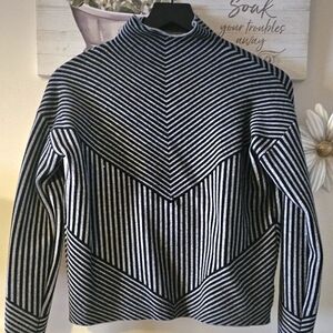 Tahari Black and Gray Chevron Sweater
